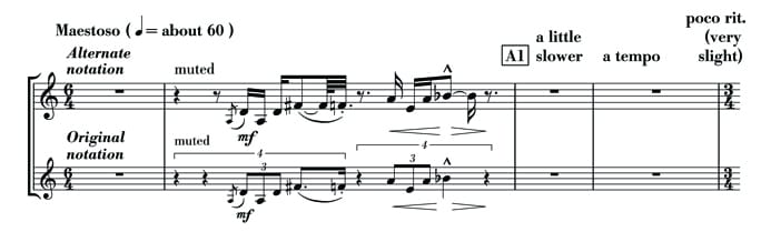 Music Example: Prelude - Opening Trumpet Call - Alternative Notation
