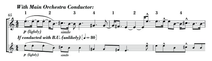 Music Example: Finale - mm. 65-70 - Realization in Clarinet Part