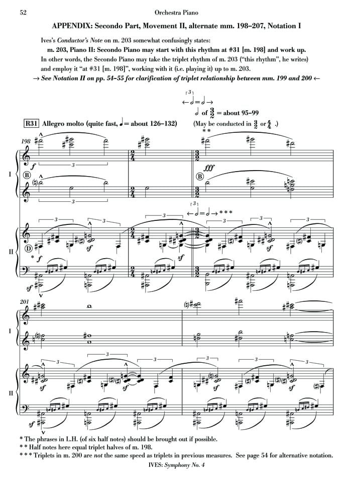 Music Example: Orchestra Piano - Movement II - p. 52 - Alt. Version 1