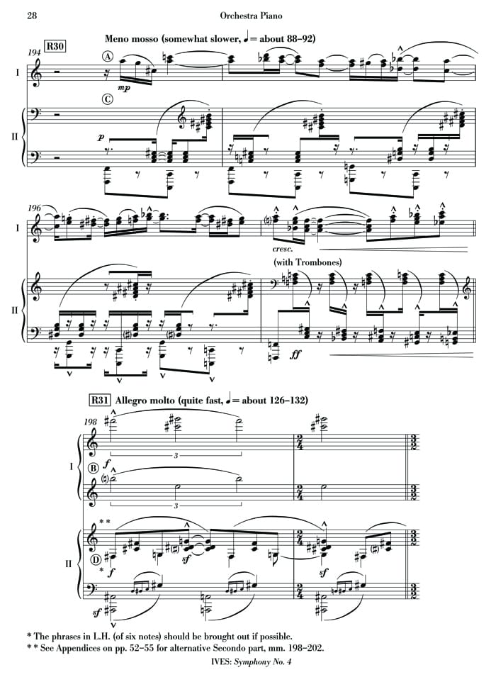 Music Example: Orchestra Piano - Movement II - p. 28 - Main Notation